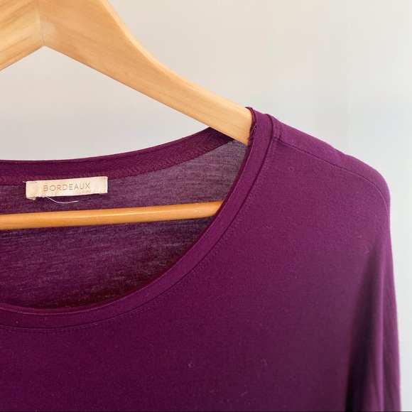 Anthropologie Bordeaux Brand Lace Inset Long Sleeve Top - Picture 2 of 7